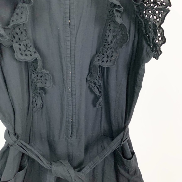 Apiece Apart Women's Limon Eyelet Ruffle Black Jumpsuit 10 - Picture 5 of 9